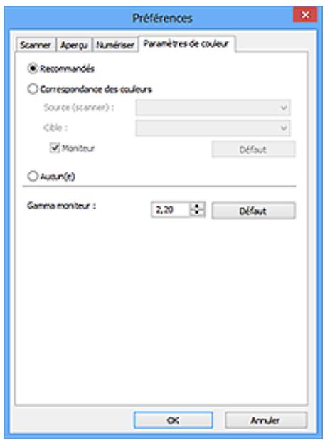 CANON G2501 - Onglet Paramètres de couleur - 1
