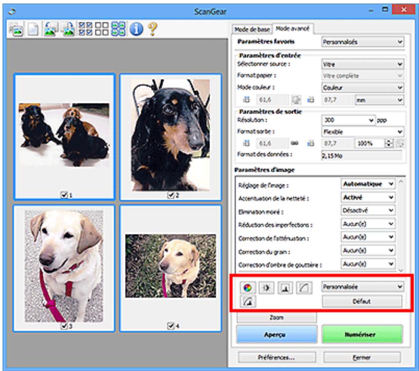 CANON G2501 - Boutons de réglage des couleurs - 1