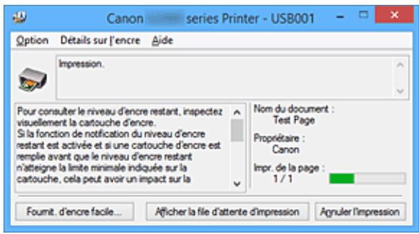 CANON G2501 - Description de l'écran d'etat d'imprimante Canon IJ - 1