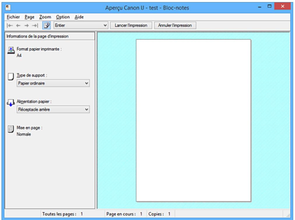 CANON G2501 - Description de la fenêtre Aperçu Canon IJ - 1