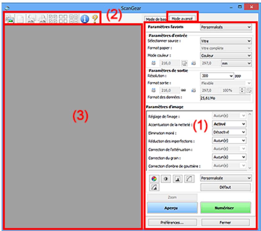 CANON G2501 - Onglet Mode avancé - 1