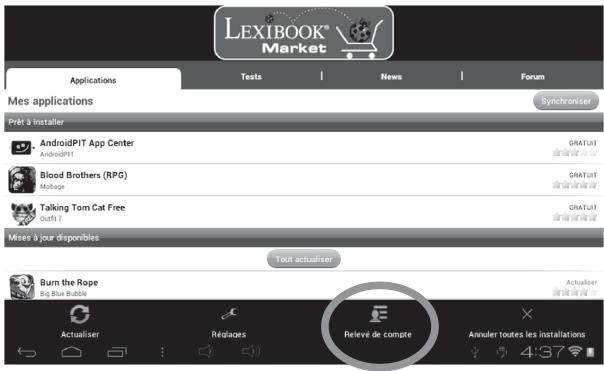 LEXIBOOK TABLET JUNIOR 2 - Appuiè ensuite sur « Relevé de compte » - 1