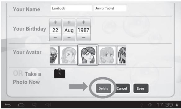 LEXIBOOK TABLET JUNIOR 2 - Pour supprimer un profil - 2