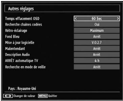 BRANDT B1913XHD/DVD - Configuration des autres réglages - 1