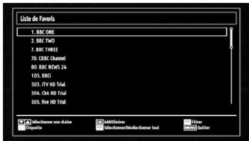 BRANDT B1913XHD/DVD - Gestion des chaînes : Favoris - 1