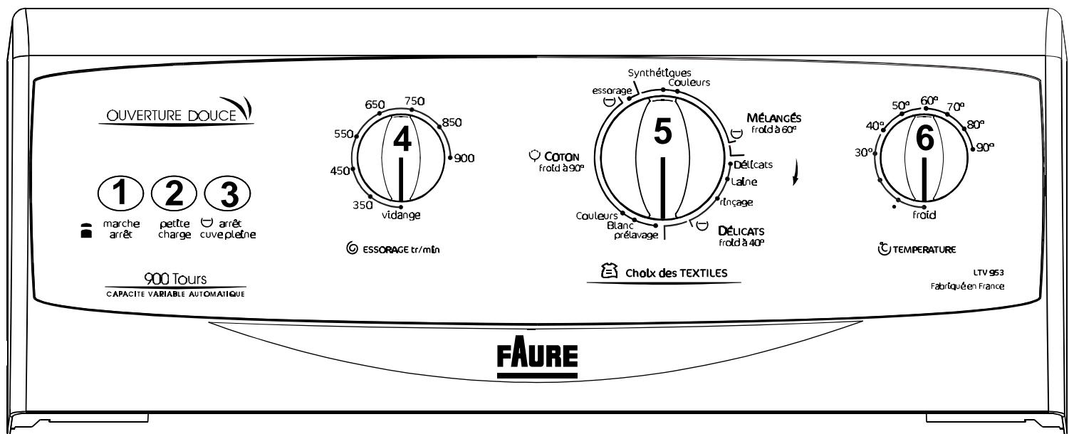FAURE LTV953 - Le bandeau de commandes - 1
