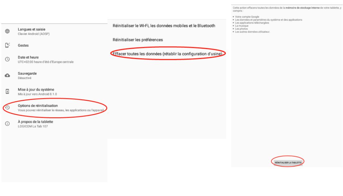 LOGICOM Tab 123 HD - Réinitialisation - 14