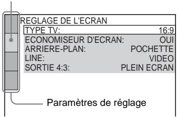 SONY DAV-DZ700FW - Appuyez sur / pour selectionner l'élément à configurer dans la liste affichée : [CHOIX DE LA LANGUE], [REGLAGE DE L'ECRAN], [REGLAGE PERSONNALISE] ou [REGLAGE H-P]. Ensuite, appuyez sur ENTER. - 1