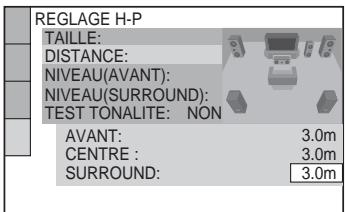 SONY DAV-DZ700FW - Appuyez sur ↑/↓ pour sélectionner la distance des enceintes surround par rapport à la position d'écoute, puis appuyez sur ENTER. - 1