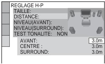 SONY DAV-DZ700FW - Appuyez sur ↑/↓ pour sélectionner la distance des enceintes avant par rapport à la position d'écoute, puis appuyez sur ENTER. - 1