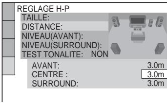 SONY DAV-DZ700FW - Appuyez sur ↑/↓ pour sélectionner la distance de l'enceinte centrale par rapport à la position d'écoute, puis appuyez sur ENTER. - 1