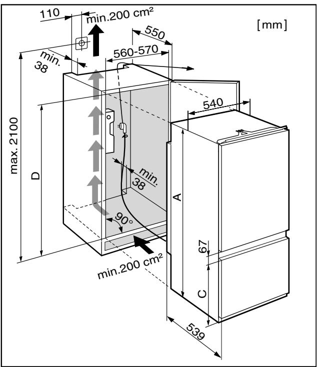 LIEBHERR GKV 356-20 088 - Conseils relatifs à l'encastrement et dimensions - 1
