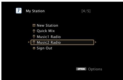 MARANTZ SR7008SG - Appuyez sur , Sélectionnez un fichier (par exemple Music2 Radio) depuis la liste et appuyez sur ENTER. - 1