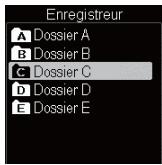 OLYMPUS DM-901 - Appuyez sur la touche  ou  pour selectionner le dossier que vous souhaitez modifier. - 2