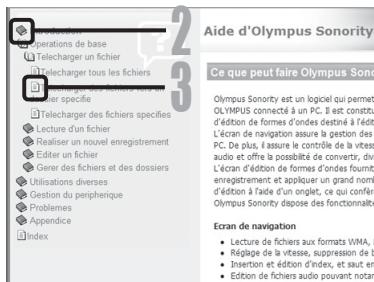 OLYMPUS DM-901 - Recherche dans la liste des rubriques - 1