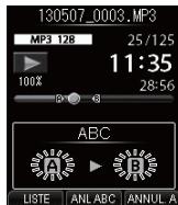 OLYMPUS DM-901 - Appuyez sur la touche F3 (ANNUL. A) pendant la lecture ABC repétée. - 2