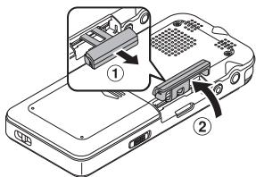 OLYMPUS DM-901 - Insertion d'une carte SD - 1