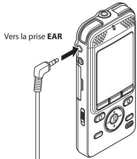 OLYMPUS DM-901 - Branchez les écouteurs sur la prise EAR de l'enregistreur vocal. - 1