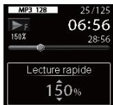 OLYMPUS DM-901 - Appuyez sur la touche  ou  pour selectionner la vitesse de lecture souhaitatione. - 2