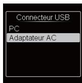 OLYMPUS DM-901 - Appuyez sur la touche  ou  pour selectionner [Adaptateur AC]. - 2