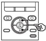 OLYMPUS DM-901 - Appuyez sur la touche  ou  pour selectionner le dossier que vous souhaitez modifier. - 1