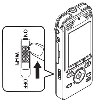 OLYMPUS DM-901 - Placez le commutateur Wi-Fi ON/ OFF de l'enregistreur sur ON. - 1