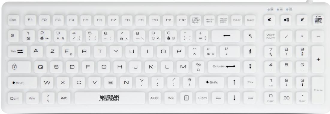 URBANFACTORY AKB68UF - SANEE Clavier antibactérien USB à la norme IP68 - 1