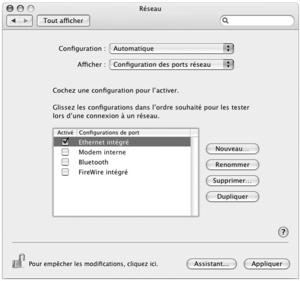 APPLE iMac G5 MADG3F/A - Pour configurer les préférences réseau pour le port ethernet intégré : - 1