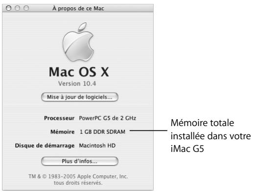 APPLE iMac G5 MADG3F/A - Vérification de la reconnaissance de la nouvelle mémoire par voiture ordinateur - 1