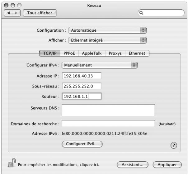APPLE iMac G5 MADG3F/A - Pour effectuer une configuration manuelle : - 1