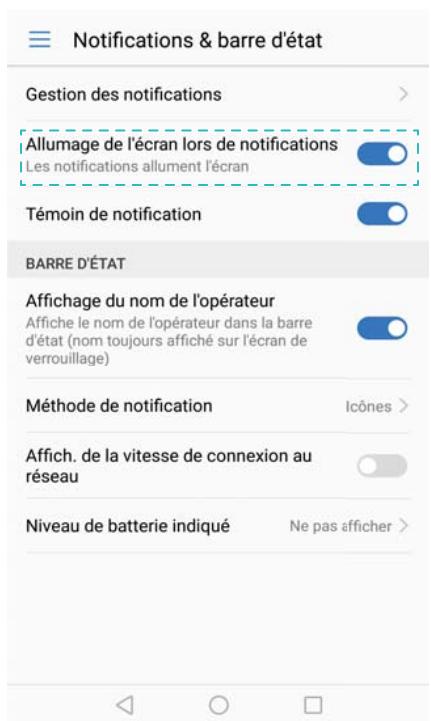 HUAWEI P8LITE2017DSBR4297547 - Configurer l'écran pour qu'il s'allume lorsque vous receivez une notification - 1
