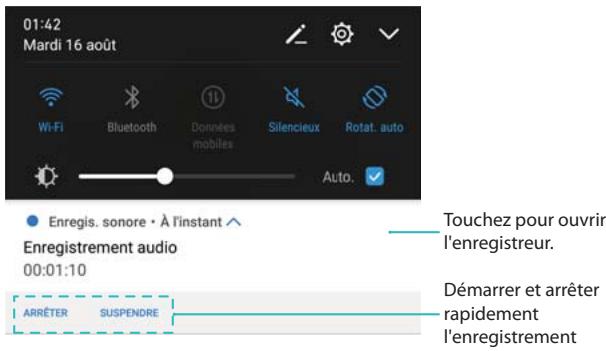 HUAWEI P8LITE2017DSBR4297547 - Contrôle des enregistrements à partir du panneau de notification - 1