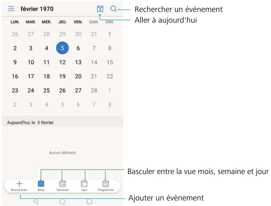 HUAWEI P8LITE2017DSBR4297547 - Modification de la vue de l'agenda - 1