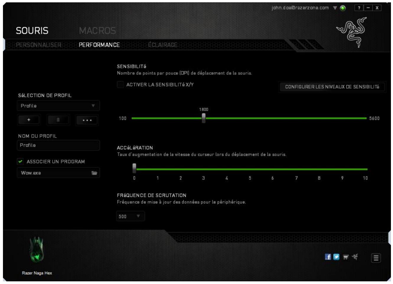 RAZER NAGAHEX GRC - ONGLET PERFORMANCE (FONCTIONNEMENT) - 1