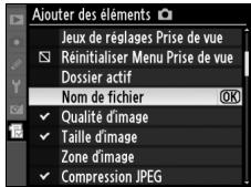 NIKON D700+24-120VR - Affichez le menu personnalisé. - 1