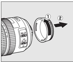 NIKON D700+24-120VR - Retirez le bouchon arrêté de l'objet ainsi que le bouchon de boîtier de l'appareil photo. - 1