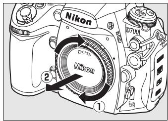 NIKON D700+24-120VR - Retirez le bouchon arrêté de l'objet ainsi que le bouchon de boîtier de l'appareil photo. - 2