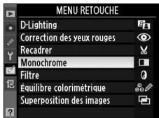 NIKON D700+24-120VR - Sélectionnez un élément du menu retouche. - 2
