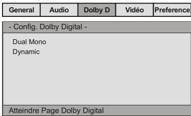 BRANDT BDVD1660 - PAGE DE CONFIGURATION DOLBY DIGITAL - 1