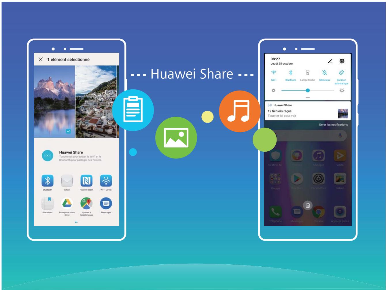 HUAWEI MATE 20 LITE GOLD - Utilisation de Huawei Share pour le partage rapide de fichiers entre apparéils Huawei - 1