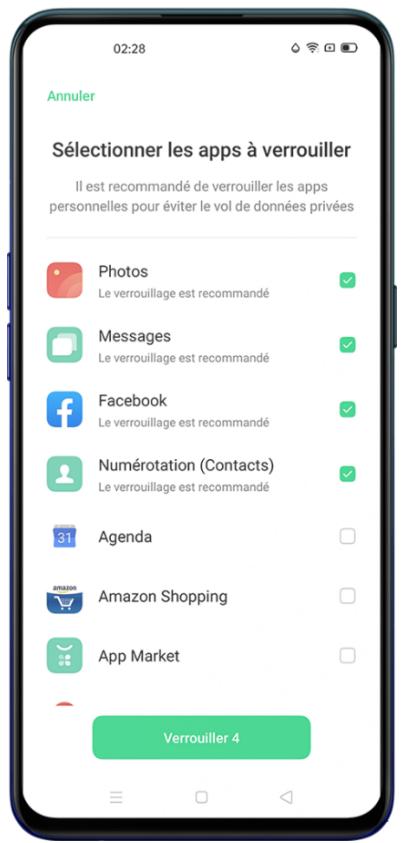 OPPO RENO 4 128GO BLEU - Activier le verrouillage d'applications - 1