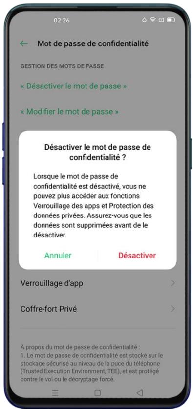 OPPO RENO 4 128GO BLEU - Mot de passer de confidentialité - 1