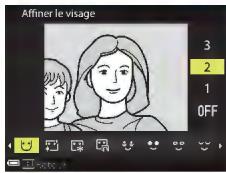 NIKON COOLPIX A90NN - Utilisez les touches  pour selectionner l'effet, les touches  pour selectionner le niveau d'effet, et appuyez sur OK. - 1