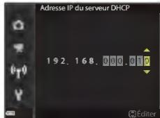 NIKON COOLPIX A90NN - Saisie de caractères pour Canal, Masque de sous-réseau et Adresse IP du serveur DHCP - 1