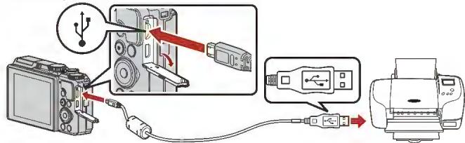 NIKON COOLPIX A90NN - Mettez l'appareil photo hors tension et connectez-le à l'imprimante à l'aide du cable USB. - 1