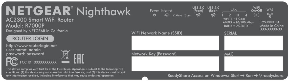 NETGEAR R7000P-100PES - Label - 1