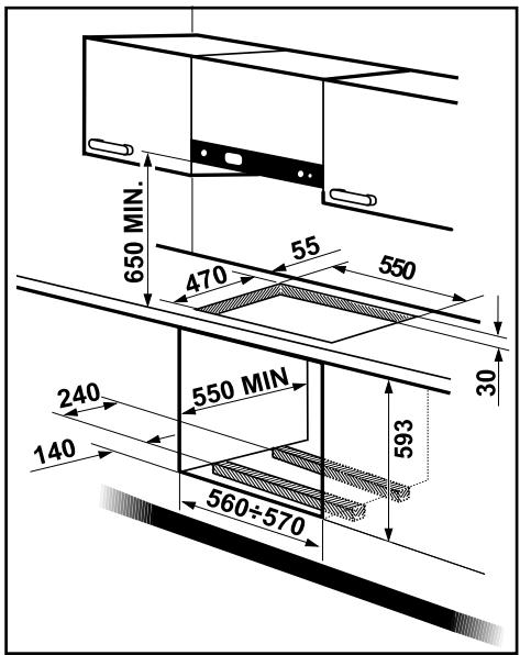 FAURE FXL63ITNNOIR - Les dimensions sont indiquées en millimètres. - 1