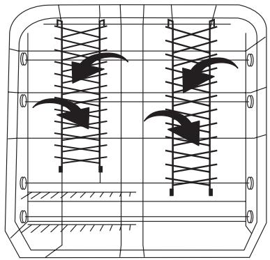 AEG F 40760 - Variante 4 : les deux supports à assiettes à l'arrière du panier inférieur sont rabattables en croisant les rayonnages - 1