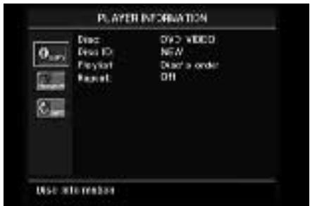 HARMAN KARDON DVD47 - Utilisation du menu Player Information - 1