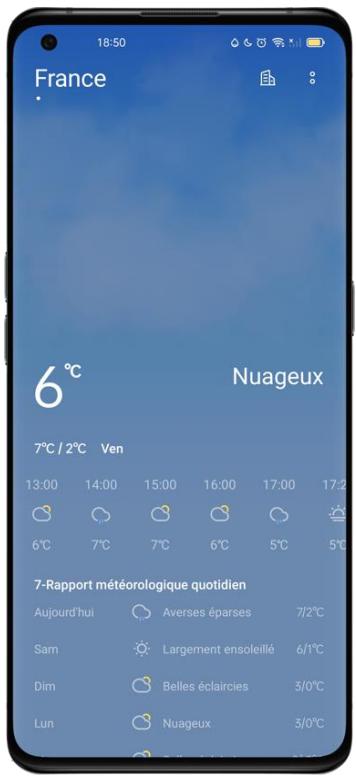 OPPO NUSFINDX3PRO - Voir le temps actuel et les prévisions météorologiques - 1